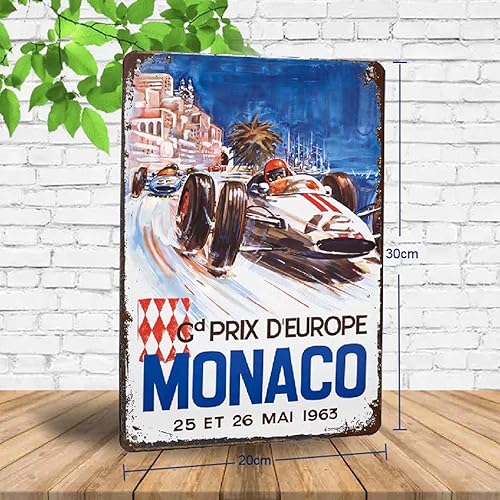 5 PièCes Grand Prix De Monaco Signalisation Logo éTain Course Vintage Signalisation Voitures Panneaux MéTal 20x30cm 083 - Nail Gallerys