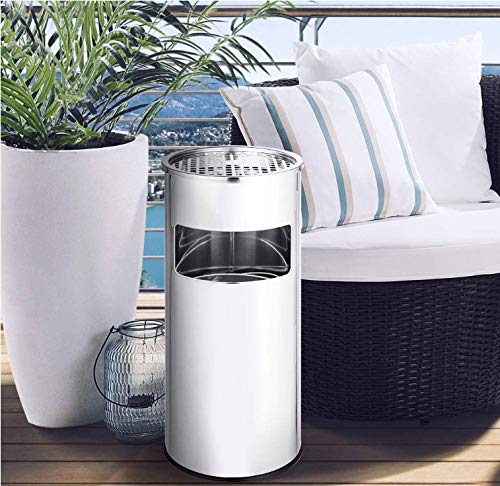 RELOVE Poubelle sur Pied 30 L en Acier Inoxydable, Seau Intérieur, pour Extérieur, Bureau, Hôtel et Jardin (Argent, 25 * 25 * 60cm) - Nail Gallerys