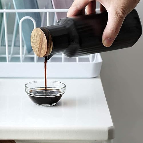 MAGICVOGEL Distributeur d'huile en céramique 300 ml - Distributeur d'huile d'olive, vinaigre, distributeur de sauce soja - Étanche à la poussière - Avec couvercle (bleu) - Nail Gallerys