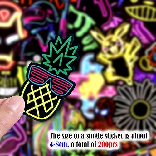 TYXHXTF Lot de 200 Autocollants Neon, Graffiti Stickers, Autocollant Ordinateur Portable, Imperméables Vinyle Autocollant, Stickers Moto, pour Bagages Skateboard Guitare Ordinateur Portable - Nail Gallerys