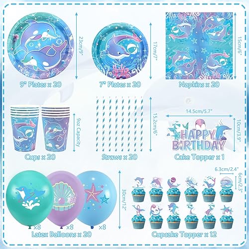 Décorations de fête en forme de dauphin, comprend des bannières, des assiettes, des décorations de cupcakes, des serviettes, des tasses, des nappes, pour anniversaire, fête prénatale (bannières) - Nail Gallerys