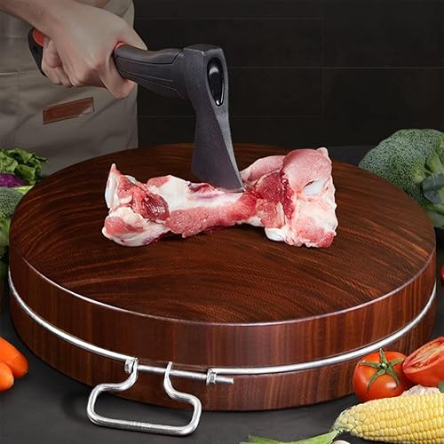 Planches à découper for cuisine avec poignée bloc à découper rond en bois de fer massif bloc de boucher réversible for viande légumes Fruits outil de cuisine(33cm/12.9in) - Nail Gallerys