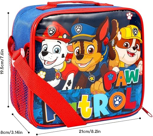 TDL Patte Patrouille Thermique Sac Repas Isotherme, Fermeture & Côté Poche pour Retour À L'École Chasse, Marshall & Gravats Personnage Design - Nail Gallerys