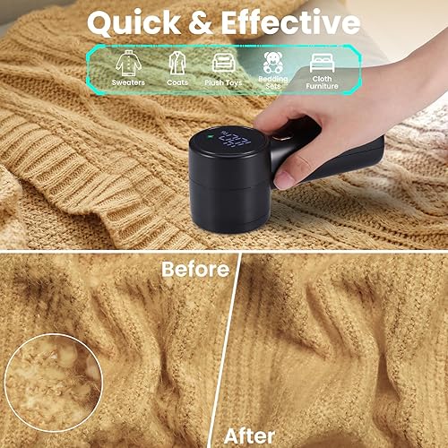Kssvzz Rasoir Anti Bouloche Vetement Électrique, Rechargeble Rasoir Vetement Anti Peluche, Écran LED Coupe Bouloche Appareil, 3 Vitesses Ajustables Deboulocheur avec 2 Lames Remplaçables - Nail Gallerys