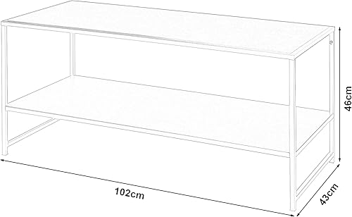 [en.casa] Table Basse de Salon Design avec Compartiment de Rangement Table d'Appoint Style Intemporel Industriel avec Étagère Acier 102 x 43 x 46 cm Blanc Mat - Nail Gallerys
