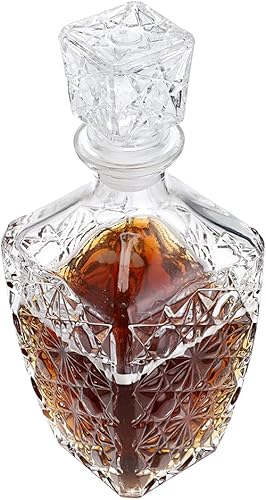 MDLUU Carafe à décanter en verre pour spiritueux, whisky avec bouchon hermétique, pour bourbon, brandy, rhum, scotch, 800 ml - Nail Gallerys