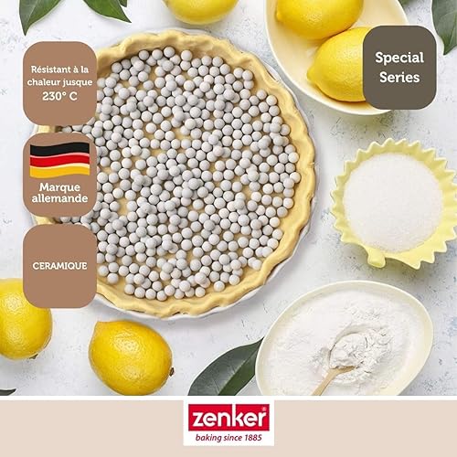 Zenker 9929850 Lot de 2 seaux de billes de cuisson pour pâte sablée, billes pour cuisson pâte sablée, billes cuisson fond de tarte, Céramique, Blanc, 1,1 cm - Nail Gallerys