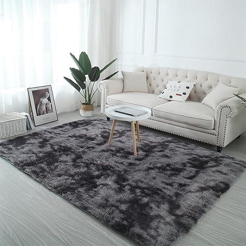 Calore Tapis de Salon Tapis Shaggy Tapis Chambre Tapis Moderne Interieur Confortable Maison Tapis de Sol (Gris Blanc, 80 x 120 cm) - Nail Gallerys