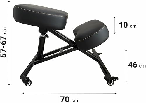 BLACK POINT O'kneel Basic Siege Assis Genoux en Cuir écologique pour Le Bureau et la Maison. Chaise de Bureau Ergonomique (L'ensemble Comprend Une Housse de Chaise en Lin Noir) Siege Ergonomique - Nail Gallerys