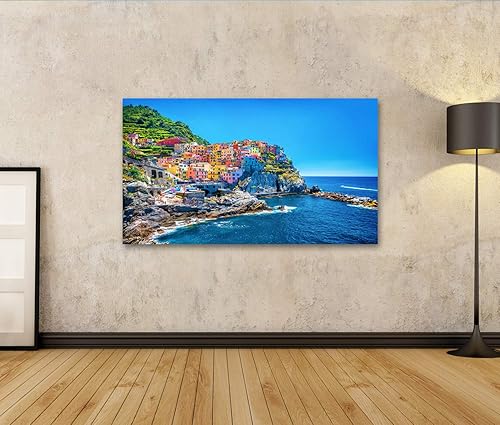 Tableau, Tableaux sur toile beau paysage urbain coloré sur les montagnes sur méditerranée cinque terre europe Poster, Impression, Cadeau MYW - Nail Gallerys