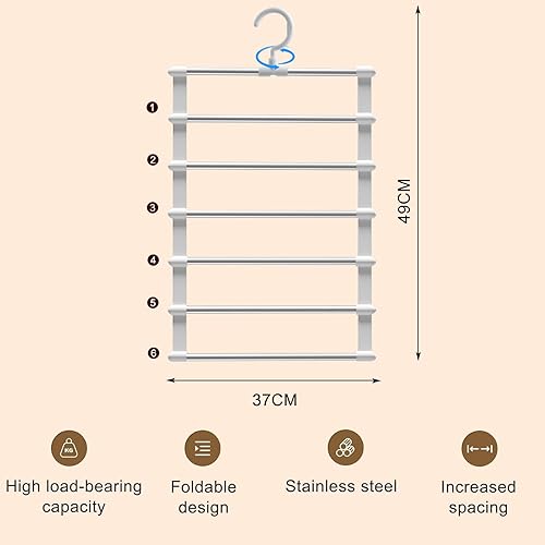 Surflyee Lot de 2 Ceintre pour Pantalons, Cintres Gain de Place, Cintre Organisateur de Garde Robe Multifonctionnel pour Les Pantalons, Les Écharpes, Les Serviettes et Les Cravates - Nail Gallerys