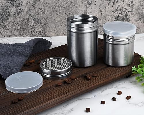 ds. distinctive style Lot de 2 sucriers en poudre en acier inoxydable avec couvercle pour poivre, farine et cacao - Nail Gallerys