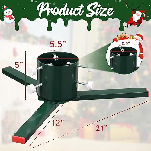FLY HAWK Support d'arbre de Noël Réglable pour de Vrais Arbres - Convient pour Bûches de 4 à 14 cm, Fournit Un Support Stable pour des Arbres de Noël Jusqu’à 213 cm/Vert - Nail Gallerys