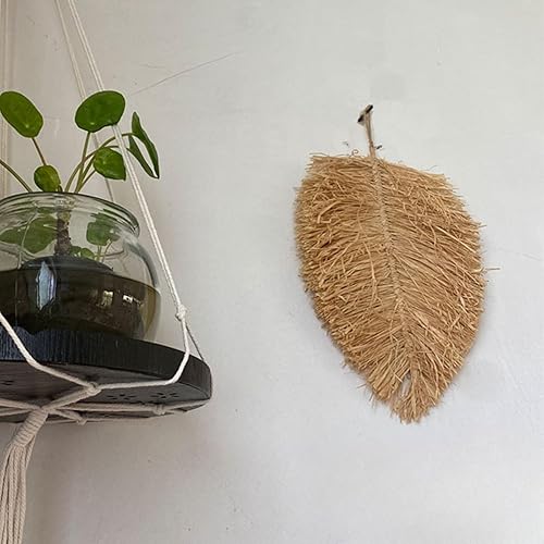 MANGRY 2 pièces spécimen de Feuilles de Raphia, tentures murales décoratives de Style campagnard décoration Murale de Fond de canapé Ornements avec Corde de Suspension pour Salon Chambre à Coucher(A) - Nail Gallerys