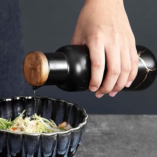 VollfitYYu Lot de 2 distributeurs d'huile en céramique aspect marbré - 380 ml - Distributeur d'huile d'olive - Pour cuisine, restaurant, barbecue - Vert - Nail Gallerys