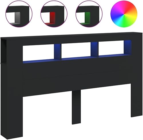 CIADAZ Tête de lit moderne en bois d'ingénierie noire 180 x 18,5 x 103,5 cm, tête de lit moderne, têtes de lit, meubles de chambre, lit tête, meuble tête de lit - 837359 - Nail Gallerys