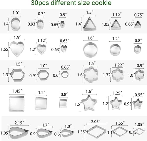 Lot de 30 Emporte Pièces en Acier Inoxydable, pour Décoration de Gâteau Fondant Biscuit Cookie Pâtisserie - Nail Gallerys