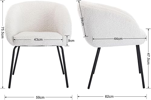 Wahson Fauteuil de Coiffeuse en Fausse Fourrure, Fauteuil de Salon avec Pied Métal Fauteuil en Bouclette Fauteuil Chambre pour Salon (Blanc-Fausse Fourrure) - Nail Gallerys