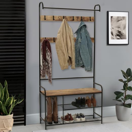 IDMarket - Vestiaire d'entrée PEDRO 100 cm avec range bottes design industriel - Nail Gallerys