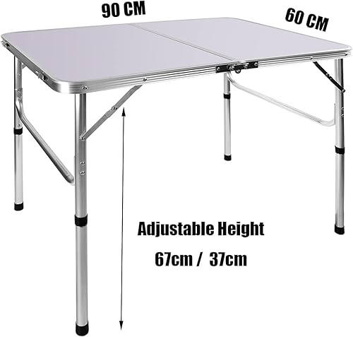 Table de camping pliante avec hauteur réglable, table de pique-nique, table de pique-nique, cuisine, salle à manger, jardin, table de rempotage, table de travail en aluminium, 2 hauteurs 67 cm/37 cm - Nail Gallerys