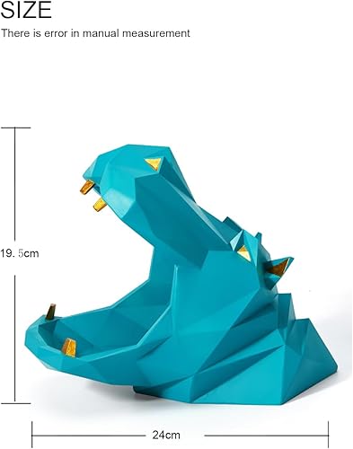 HAUCOZE Boîte à Bonbons Hippopotame Arts Statue Animal Figurine Sculpture Moderne Bleu 24cm - Nail Gallerys