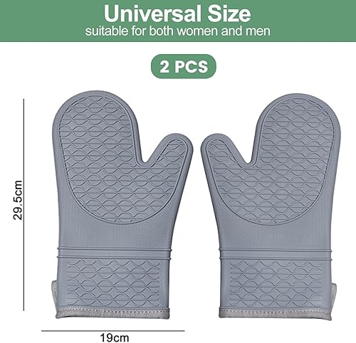 BelleVive Lot de 2 gants de cuisine en silicone, gants de cuisine résistants à la chaleur avec doublure en coton doux, gants de cuisine imperméables antidérapants, maniques pour barbecue - Nail Gallerys