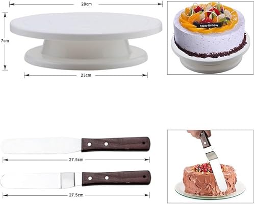 Kit de décoration de gâteaux 71 pièces avec support rotatif pour gâteau, 12 douilles numérotées, 50 poches à pâtisserie, spatule droite et coudée, 3 grattoirs et autres fournitures de pâtisserie - Nail Gallerys