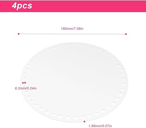 LERANXIN 4 Pièces de Fonds de Sac à Crocheter en Acrylique - DIY Fond de Panier au Crochet de 18 cm de Diamètre pour Corbeilles de Rangement, Sacs à Main et Sacs à Porter - Nail Gallerys