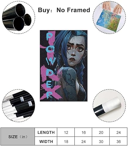 YVNESAQ Poster League of Legends Jinx sur toile pour chambre à coucher, bureau, chambre, cadeau (50 x 75 cm) - Nail Gallerys