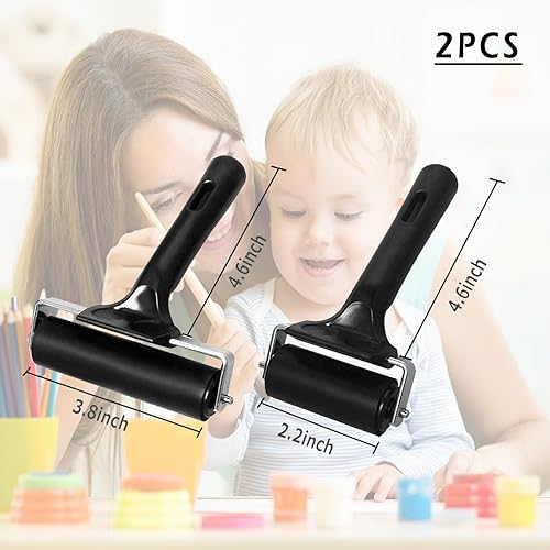 Rouleau Caoutchouc, 2 PièCes Rouleau en Caoutchouc Rouleau Encreur Rouleau De Pression à Rouleaux en Caoutchouc pour La Linogravure, L'Estampage, L'Impression (6Cm, 10Cm) - Nail Gallerys