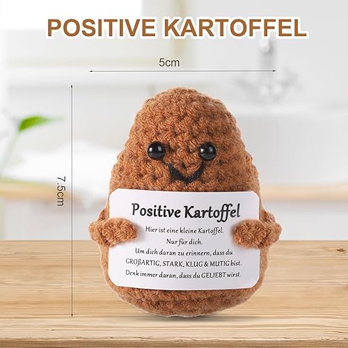 Crochet Pomme Terre Positif, Positive Potato Mini Cadeaux Pomme Terre Positifs Amusants avec Carte Encouragement Soutien Émotionnel Jouet Poupée Tricoté pour Cadeaux D'anniversaire Décoration - Nail Gallerys
