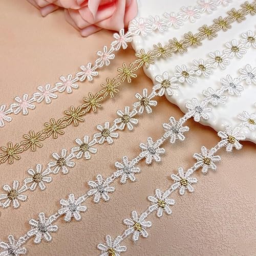 Whakano Ruban en dentelle à fleurs de 1,5 cm de long - Bordure décorative brodée - Pour couture, décoration de table, mariage, artisanat, scrapbooking, vêtements, rose - Nail Gallerys