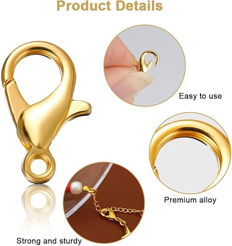 460 Pièces Kit Fabrication de Bijoux, Fermoirs pour Bracelet et Collier, 60 Fermoir de Homard, 200 Anneau de Saut Ouvert, 200 Pointes de Perles, Fermeture Bracelet Perle, pour Bracelet Collier - Nail Gallerys