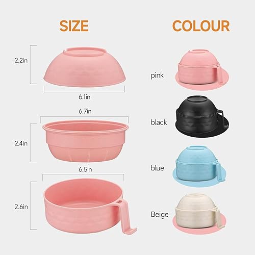 Bol de cuisson pour micro-ondes, ramen, nouilles ramen avec baguettes, cuillère et fourchette, bol à ramen de 32 oz, bol à nouilles instantanées pour cuisine, maison, collège, dortoir (beige) - Nail Gallerys