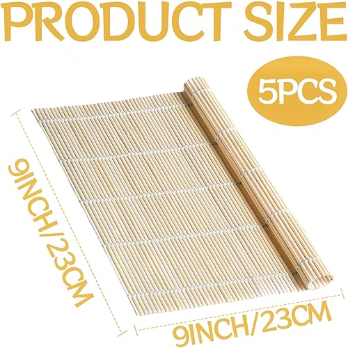 Tapis de Rouleau de Bambou, Natte Sushi 5 Pièce, Natte Sushi, Tapis Sushi en Bambou Naturel, Kit de Démarrage pour Débutants Sushi Set Sushi Maker, pour les Amateurs de Sushi - Nail Gallerys