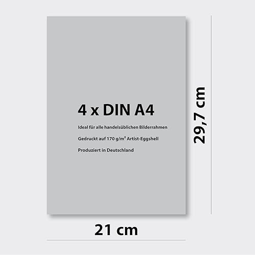 Lot de 4 posters Goethe - Format A4 - Noir et blanc - Motivation - Affirmations - Pour chambre à coucher, cuisine - Décoration murale - Sans cadre - Nail Gallerys