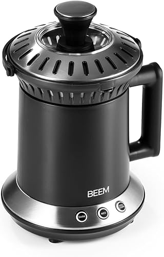 BEEM ROAST-PERFECT Torréfacteur avec 200 g de café brasil (grain entier non torréfié) | 2 degrés de torréfaction réglables [acier inoxydable, verre borosilicaté, noir] - Nail Gallerys
