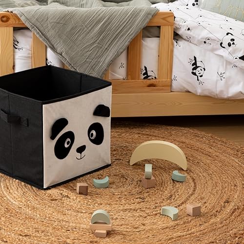 Atmosphera - Boîte de Rangement Enfant Panda Joey Noir et Blanc 29x29cm - Nail Gallerys