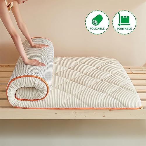 ZFFOZZ Matelas Futon Épais 9cm pour Hiver, Matelas de Sol Japonais, Tapis Tatami Roulable, Lit d'Appoint pour Invités, Surmatelas(White 9cm,90x190cm) - Nail Gallerys