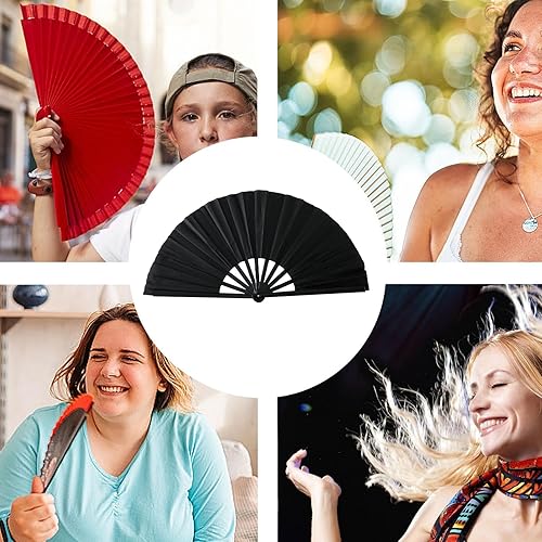 grands éventails pliants blancs - Éventail Plastique Blanc | Éventails Pliants Portatifs | Éventail De Danse Pour Chorégraphies | Accessoires de Danse Légers et Créatifs pour Décoration - Nail Gallerys