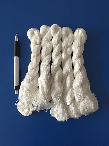 Lot de 5 écheveaux de fil à broder fait main 100 % soie de mûrier Blanc naturel 440 m par écheveau - Nail Gallerys