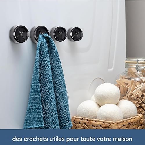 Générique Porte-serviettes pour salle de bain, Lot De 4 Crochets À Pression, Organisateur De Rangement Utilitaire Pour Placard Torchon Entrée Chambre Chiffon Cuisine - Nail Gallerys