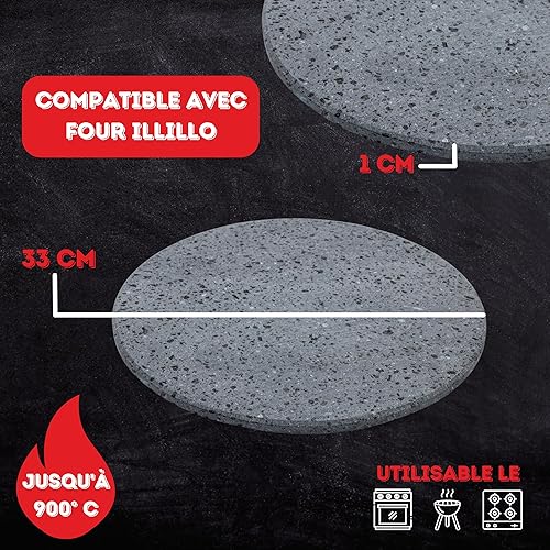 CUORE LAVICO - Plaque réfractaire en pierre de lave ETNEA ronde pour pizza diamètre 33 cm - SP. 1 cm compatible avec four illille - Fabriqué en Italie - Nail Gallerys