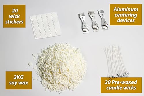 Cire de soja 100 % pour la fabrication de bougies, kit de fabrication de bougies, cire de soja végétalienne sans cruauté envers les animaux avec mèches, autocollants de mèches, appareils de centrage - Nail Gallerys