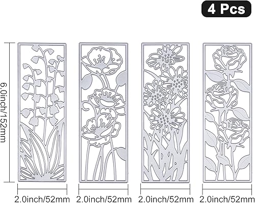 ORIGACH 4 Pièces Matrices De DéCoupe De Cadre De Fleur En MéTal Gaufrant Le Moule De ModèLe De Pochoirs pour DIY Album de Scrapbooking Papier Carte Craft - Nail Gallerys