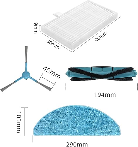 aotengou Kit d'accessoires de rechanges pour Conga 8290 Immortal Ultra Power Home Genesis/Home X-Treme Robot Aspirateur 15 Packs 1 Brosse Principale, 4 Filtres, 6 Brosses Latérales, 4 Chiffons - Nail Gallerys
