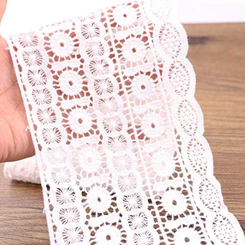 Yulakes Ruban de dentelle en coton blanc - 2 yards - 11 cm - Vintage - Pour couture, artisanat, mariage, décoration, scrapbooking, boîte cadeau (blanc) - Nail Gallerys