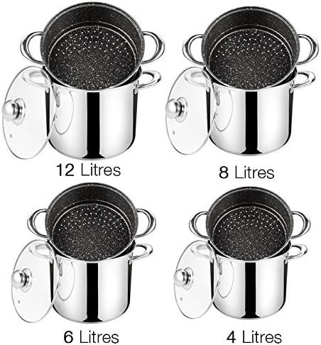 Haussmann Héritage® couscoussiers/Cuit Vapeur/Faitout(4L/Diamètre:18cm) 3 en1 INOX revétement façon Pierre pour 4 à 6 Personnes－Tous Feux Dont Induction－ HM-0840/4L - Nail Gallerys