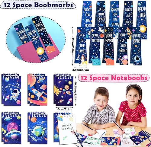 vamei 120pcs Pinata Anniversaire Garcon Espace Papeterie Enfants Carnet de Notes Crayon Gomme Tampon Marque-Pages Tatouages Slap Bracelet Sac Cadeau Fête Anniversaire Jouet Remplissage Pinata - Nail Gallerys