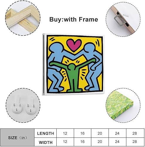 Wfhbcnhg Keith Haring Impressions abstraites minimalistes sur toile - Impression sur toile - Décoration murale moderne pour chambre à coucher, salon - 70 x 70 cm - Style sans cadre - Nail Gallerys